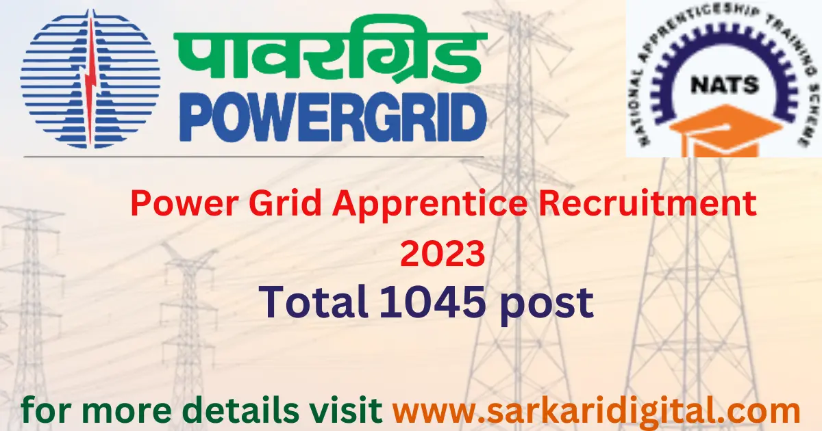 pgcil apprentice recruitment 2023 1045 apprentice jobs in power grid